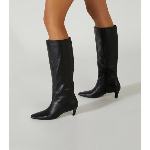 Tony Bianco Vixon Heeled Boot in Black 7 Womens Leather knee High - Picture 16 of 16